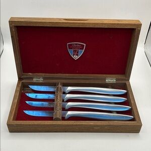 Gerber Silver Knife Set with Red Lining